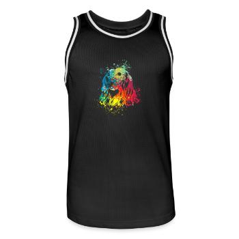 colorful splash art dog lover Dackel - Männer Basketball-Trikot - Schwarz/Weiß - Vorne - AI Model Male 185 dark (185cm)