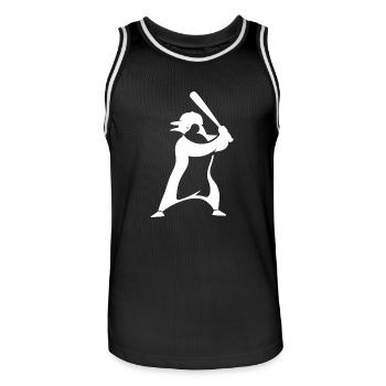 Pingouin Joueur De Baseball Silhouette Minimaliste - Maillot de basket Homme - noir/blanc - Devant - AI Model Male 185 dark (185cm)