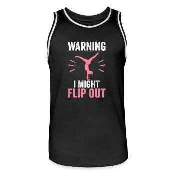 Warning I Might Flip Out - Men's Basketball Jersey - black/white - Front - AI Model Male 185 dark (185cm)
