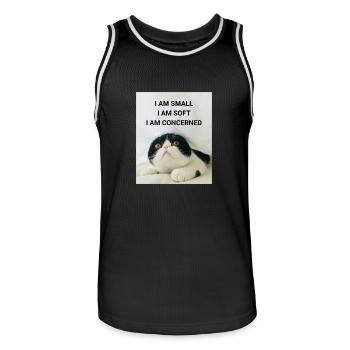 I AM SMALL, I AM SOFT, I AM CONCERNED KATZEN MEMES - Männer Basketball-Trikot - Schwarz/Weiß - Vorne - AI Model Male 185 dark (185cm)