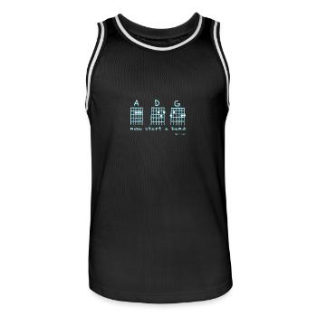 Now Start A Band - Men's Basketball Jersey - black/white - Front - AI Model Male 185 dark (185cm)