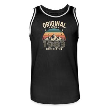 February 1983 – Legend of the Peaks and Mountains - Men's Basketball Jersey - black/white - Front - AI Model Male 185 dark (185cm)
