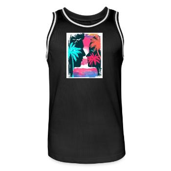 Neon Tropics Silhouette Romance - Männer Basketball-Trikot - Schwarz/Weiß - Vorne - AI Model Male 185 dark (185cm)
