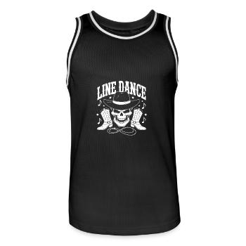 Line Dance Skull with Stetson and Boots and Lasso - Men's Basketball Jersey - black/white - Front - AI Model Male 185 dark (185cm)