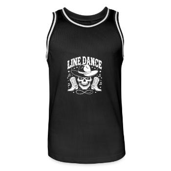 Line Dance Skull with Stetson and Boots and Lasso - Men's Basketball Jersey - black/white - Front - AI Model Male 185 dark (185cm)