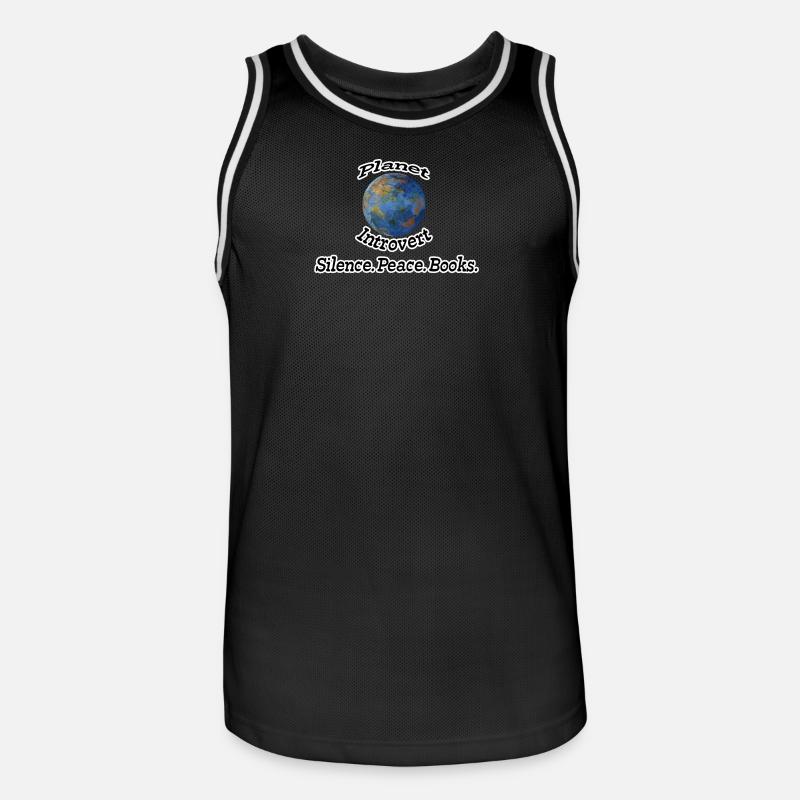 Planet Introvert Nerd, Fun, Geschenk Sprüche, Buch - Männer Basketball-Trikot - Schwarz/Weiß