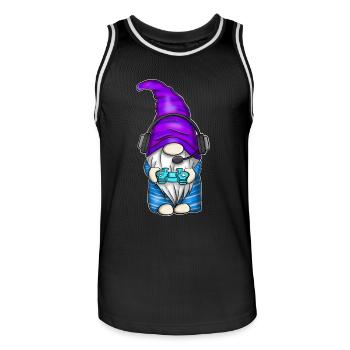 Gamer Gaming Gnome - Men's Basketball Jersey - black/white - Front - AI Model Male 185 dark (185cm)