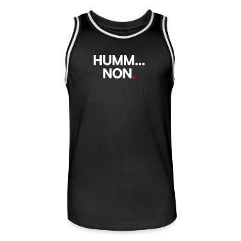 HUMM... NON | Expression humour minimaliste - Maillot de basket Homme - noir/blanc - Devant - AI Model Male 185 dark (185cm)