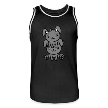 2 Hasen Freunde Team Crew Paar Sitzen Aufeinander - Männer Basketball-Trikot - Schwarz/Weiß - Vorne - AI Model Male 185 dark (185cm)