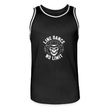 Line Dance Skull with Stetson and Boots and Lasso - Men's Basketball Jersey - black/white - Front - AI Model Male 185 dark (185cm)