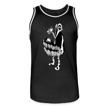 Monster illustration character PUK - Men's Basketball Jersey - black/white - Front - AI Model Male 185 dark (185cm)