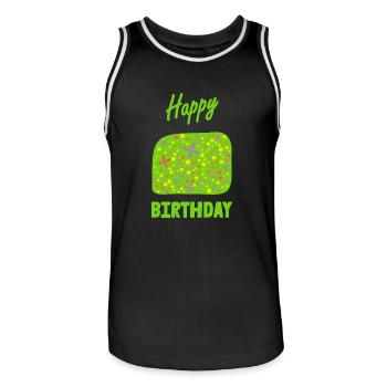 ALLES GUTE ZUM GEBURTSTAG. ALLES GUTE ZUM GEBURTSTAG. JAHRESTAG. - Männer Basketball-Trikot - Schwarz/Weiß - Vorne - AI Model Male 185 dark (185cm)