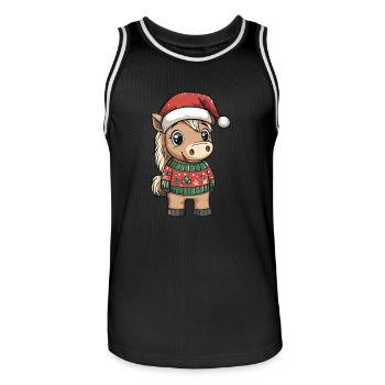 Pferd Weihnachten Comic - Männer Basketball-Trikot - Schwarz/Weiß - Vorne - AI Model Male 185 dark (185cm)