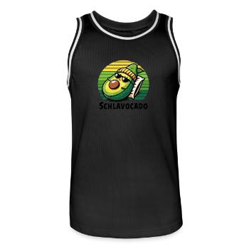 Schlavocado Schlafshirt Nachthemd Pyjama Schlaf - Männer Basketball-Trikot - Schwarz/Weiß - Vorne - AI Model Male 185 dark (185cm)