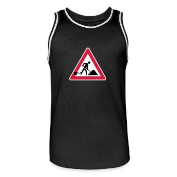 Attention work frustration traffic signs work site - Men's Basketball Jersey - black/white - Front - AI Model Male 185 dark (185cm)