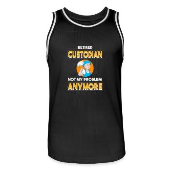 School caretaker - Men's Basketball Jersey - black/white - Front - AI Model Male 185 dark (185cm)