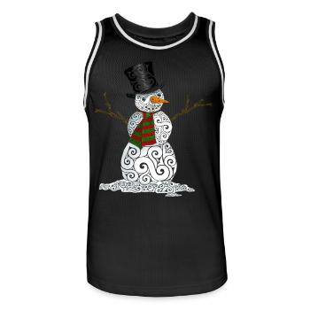 Glücklicher wirbelnder Schneemann - Männer Basketball-Trikot - Schwarz/Weiß - Vorne - AI Model Male 185 dark (185cm)