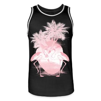 Palm Flamants Roses d’été - Maillot de basket Homme - noir/blanc - Devant - AI Model Male 185 dark (185cm)