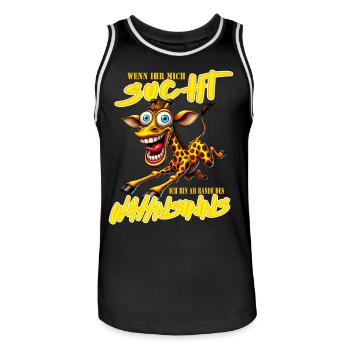 Crazy Giraffe on the Edge of Madness Comic Style - Men's Basketball Jersey - black/white - Front - AI Model Male 185 dark (185cm)
