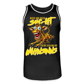 Crazy Giraffe on the Edge of Madness Comic Style - Men's Basketball Jersey - black/white - Front - AI Model Male 185 dark (185cm)