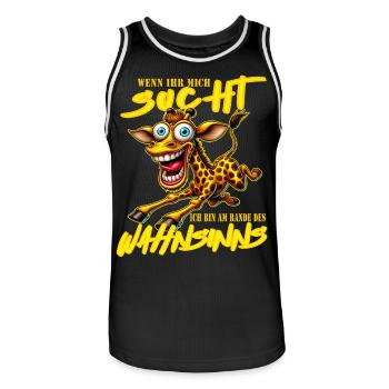 Crazy Giraffe on the Edge of Madness Comic Style - Men's Basketball Jersey - black/white - Front - AI Model Male 185 dark (185cm)