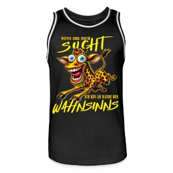 Crazy Giraffe on the Edge of Madness Comic Style - Men's Basketball Jersey - black/white - Front - AI Model Male 185 dark (185cm)