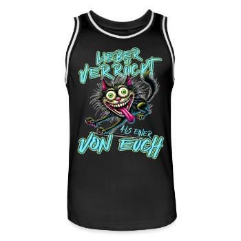 Chat fou Mieux fou que l’un d’entre vous - Maillot de basket Homme - noir/blanc - Devant - AI Model Male 185 dark (185cm)