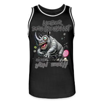 Nashorn Lieber durchgeknallt als einer von euch - Männer Basketball-Trikot - Schwarz/Weiß - Vorne - AI Model Male 185 dark (185cm)