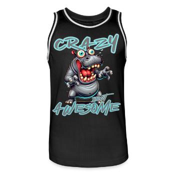 Crazy but Awesome Nilpferd Comic Stil - Männer Basketball-Trikot - Schwarz/Weiß - Vorne - AI Model Male 185 dark (185cm)
