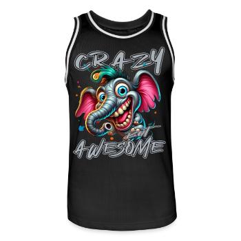 Crazy but Awesome Elephant Comic Style - Men's Basketball Jersey - black/white - Front - AI Model Male 185 dark (185cm)
