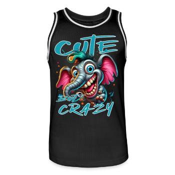 Cute but Crazy Elefant Comic Stil - Männer Basketball-Trikot - Schwarz/Weiß - Vorne - AI Model Male 185 dark (185cm)