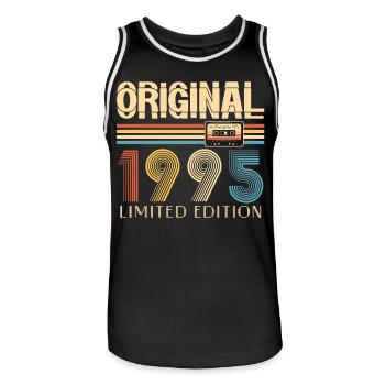 Anniversaire 30 Ans Original 1995 Cadeau Fête - Maillot de basket Homme - noir/blanc - Devant - AI Model Male 185 dark (185cm)