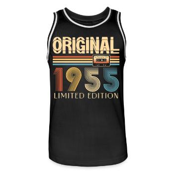 Anniversaire 70 Ans Original 1955 Cadeau Fête - Maillot de basket Homme - noir/blanc - Devant - AI Model Male 185 dark (185cm)