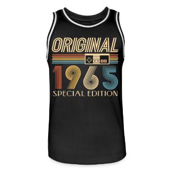 Gamer 60th Birthday 60th Anniversary Original 1965 - Men's Basketball Jersey - black/white - Front - AI Model Male 185 dark (185cm)