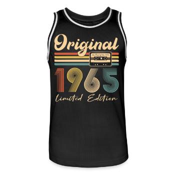 60e anniversaire 60 ans original 1965 - Maillot de basket Homme - noir/blanc - Devant - AI Model Male 185 dark (185cm)