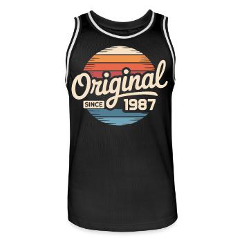 Jahrgang 1987 Vintage Geburtstag Geschenk 1987  - Männer Basketball-Trikot - Schwarz/Weiß - Vorne - AI Model Male 185 dark (185cm)