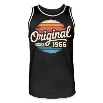 Cadeau d’anniversaire vintage 1966 1966 - Maillot de basket Homme - noir/blanc - Devant - AI Model Male 185 dark (185cm)