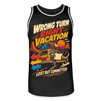 Wrong Turn Right Vacation Roadtrip Humor - Men's Basketball Jersey - black/white - Front - AI Model Male 185 dark (185cm)