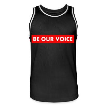 Be our voice - Men's Basketball Jersey - black/white - Front - AI Model Male 185 dark (185cm)
