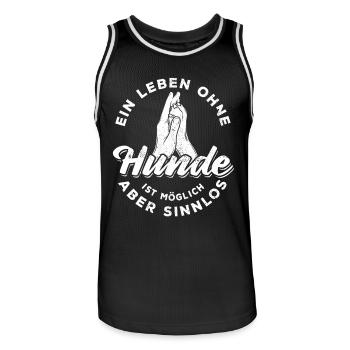 Ein Leben ohne Hund ist möglich aber sinnlos - Männer Basketball-Trikot - Schwarz/Weiß - Vorne - AI Model Male 185 dark (185cm)
