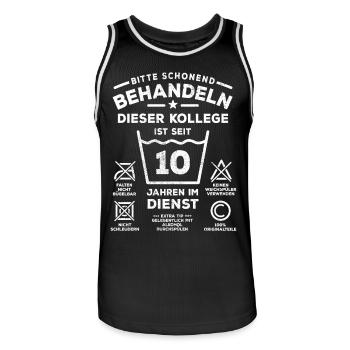 10 Jahre Dienst - Schonend behandeln - Kollege - Männer Basketball-Trikot - Schwarz/Weiß - Vorne - AI Model Male 185 dark (185cm)