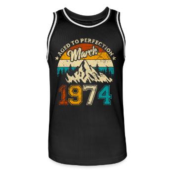 Édition limitée mars 1974 50e anniversaire - Maillot de basket Homme - noir/blanc - Devant - AI Model Male 185 dark (185cm)