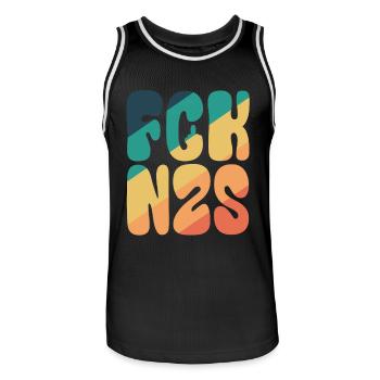 FCK NZS - Gegen Rechts - Nie wieder ist jetzt - Männer Basketball-Trikot - Schwarz/Weiß - Vorne - AI Model Male 185 dark (185cm)