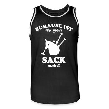 Zuhause ist wo mein Sack dudelt - Dudelsack - Männer Basketball-Trikot - Schwarz/Weiß - Vorne - AI Model Male 185 dark (185cm)