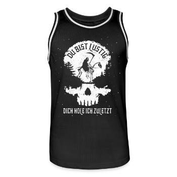 Du bist lustig dich hole ich zuletzt - Sensemann - Männer Basketball-Trikot - Schwarz/Weiß - Vorne - AI Model Male 185 dark (185cm)
