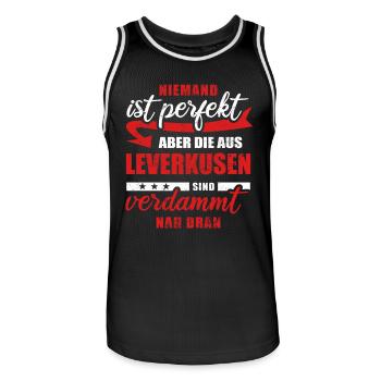 Niemand ist perfekt - Leverkusen - Spruch - Männer Basketball-Trikot - Schwarz/Weiß - Vorne - AI Model Male 185 dark (185cm)