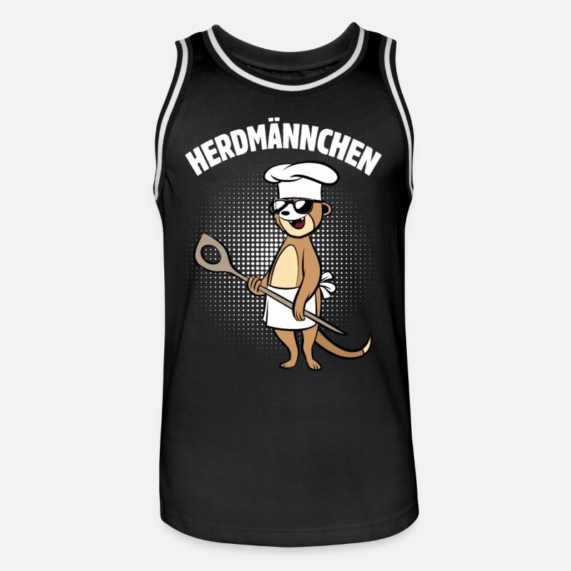 Herdmännchen - Erdmännchen mit Kochlöffel - Männer Basketball-Trikot - Schwarz/Weiß