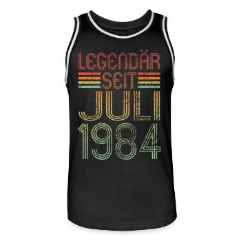 Legendär seit Juli 1984, Retro, Geburtstag - Männer Basketball-Trikot - Schwarz/Weiß - Vorne - AI Model Male 185 dark (185cm)