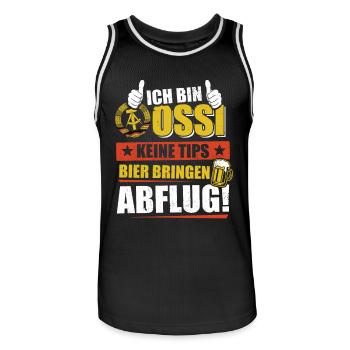 Ich bin Ossi, keine Tips Bier bringen, Abflug - Männer Basketball-Trikot - Schwarz/Weiß - Vorne - AI Model Male 185 dark (185cm)