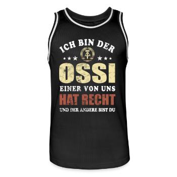 Ich bin der Ossi einer von uns hat Recht - Spruch - Männer Basketball-Trikot - Schwarz/Weiß - Vorne - AI Model Male 185 dark (185cm)